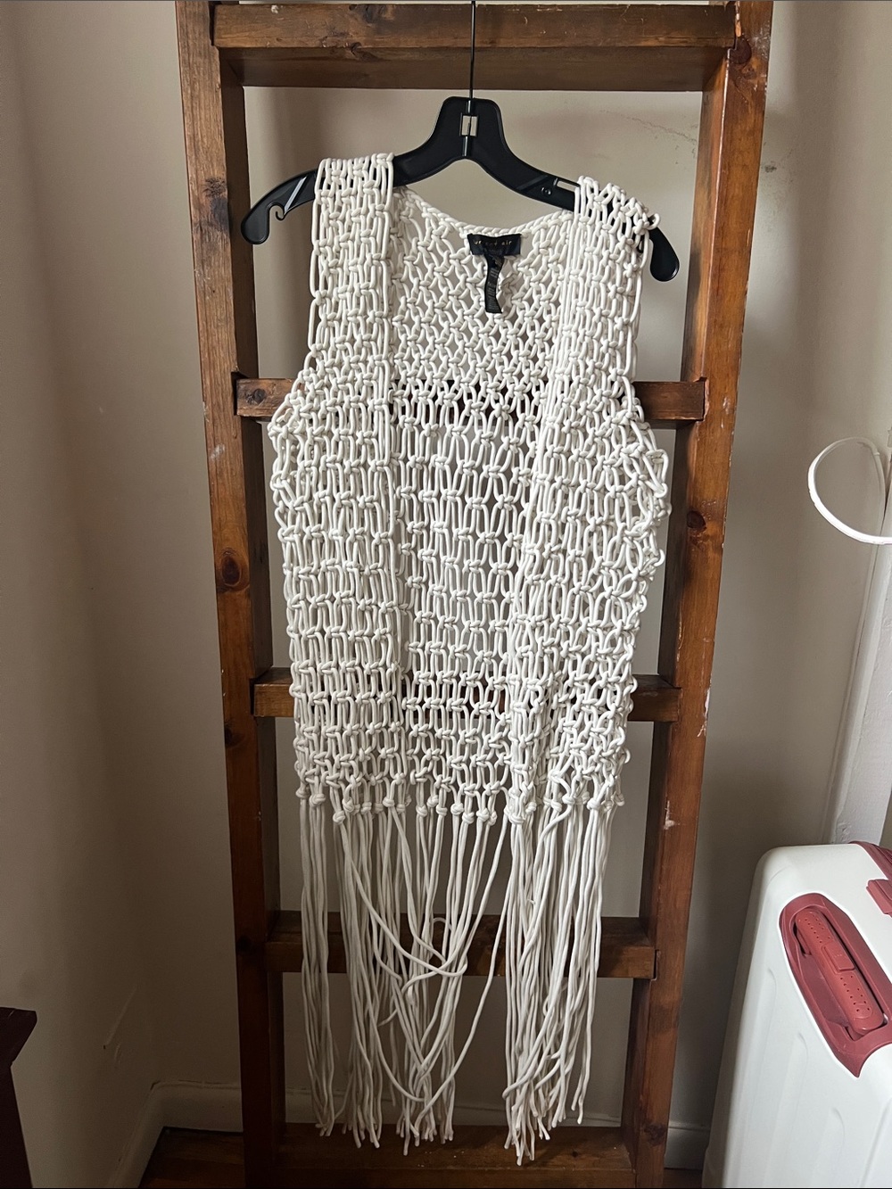 Current Air Handmade Cream Macrame Womens Shawl